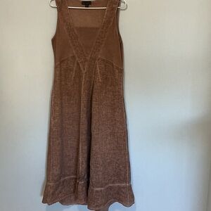 Sleeveless Brown V-Neck Midi Dress